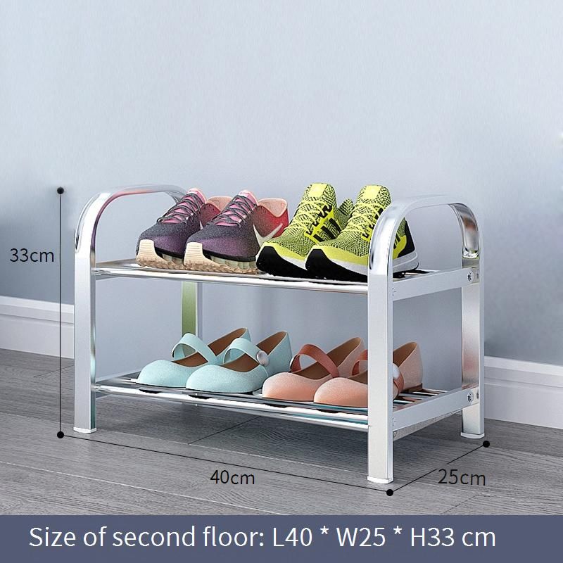 Étagère à chaussures en acier inoxydable, robuste et multi-niveaux, idéale pour l'entrée, anti-poussière, montage facile, style minimaliste moderne._voghion.com