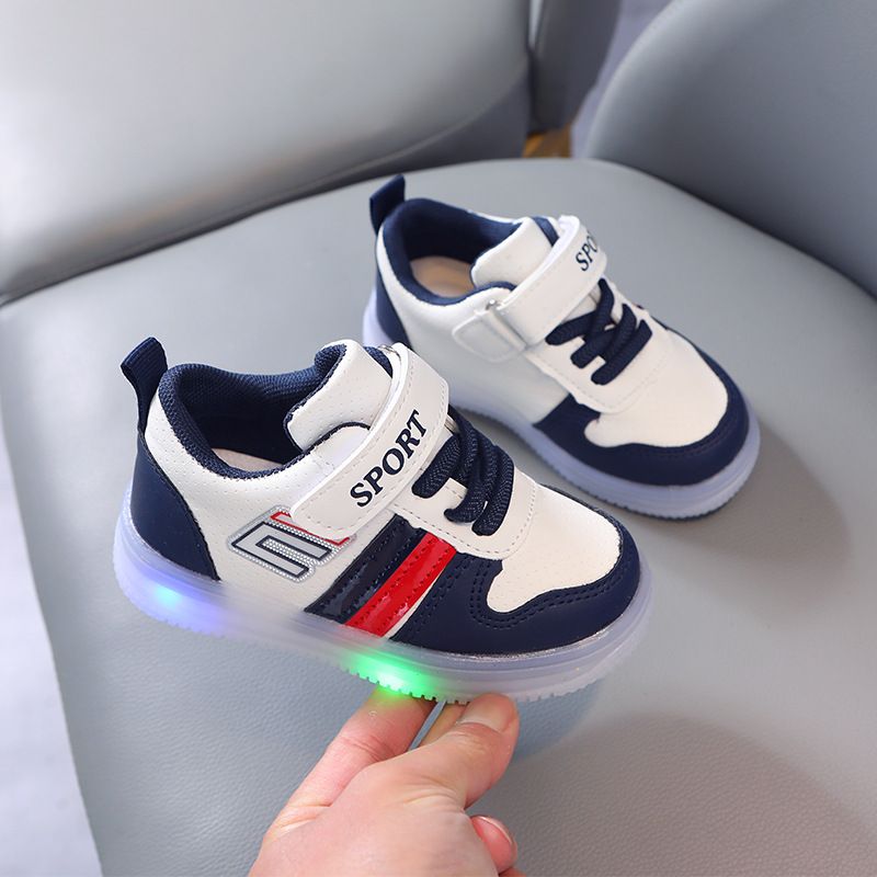 Boys' Casual Shoes Spring And Fall Velcro Soft Soled Children's Board Shoes Girls' Led Light Shoes_voghion.com