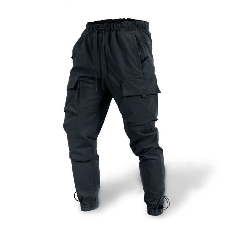 Roupas masculinas casuais soltas tamanho grande calças de tecido rápido macacão esportivo com várias bolsas_voghion.com