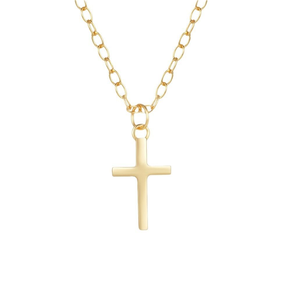 Classic Fashion INS Minimalist Style Metal Glossy Cross Women's Collarbone Chain Necklace_voghion.com