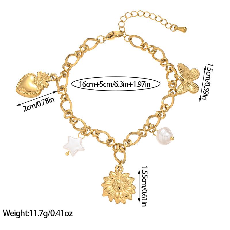 Mode Perle Seestern Anhänger Halskette Nischen Design Shell Spirale Edelstahl Armband Für Frauen_voghion.com