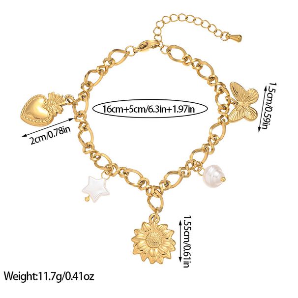 Mode Perle Seestern Anhänger Halskette Nischen Design Shell Spirale Edelstahl Armband Für Frauen_voghion.com