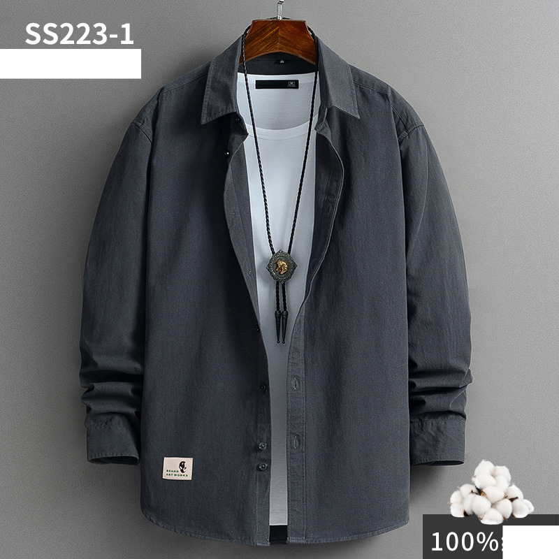 Man's clothing Cotton cargo coat shirt men fashion long sleeve men casual inch shirt trend cargo coat_voghion.com