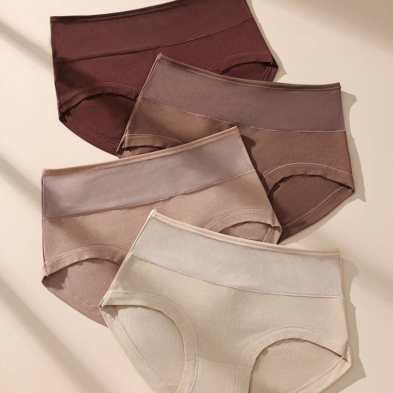 Women's Intimates Color High Waist Large Size Women's Underwear Mesh Waist Triangle Underwear_voghion.com