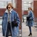 Women's Plus Size Fleece-Lined Denim Jacket With Sherpa Lining, Thick Long Coat For Winter, Casual & Elegant Style_voghion.com