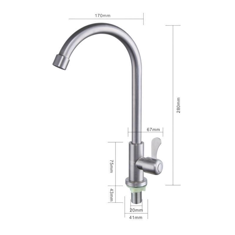 Rubinetto per acqua fredda con maniglia singola in acciaio inossidabile 304, lavello da cucina, montaggio in superficie, finitura spazzolata, rubinetto girevole verticale_voghion.com