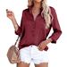 Camisas femininas de cetim de acetato, cor sólida, manga comprida, tops e camisas para mulheres_voghion.com