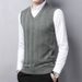 Men's Autumn And Winter New V Neck Knitted Vest Casual Pullover Solid Color Sleeveless Twisted Sweater Vest Bottoming Shirt_voghion.com
