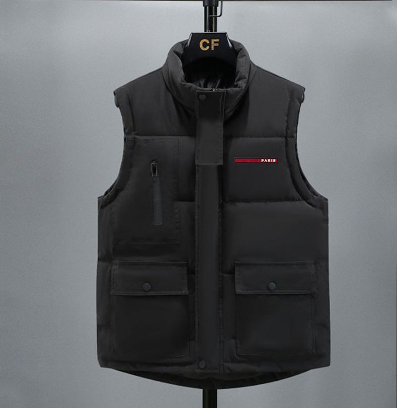 [UrbanEdge] Herren Weste mit Buchstaben-Logo – Stehkragen-Design | Winter-Layering_voghion.com