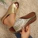 Plus Size One-Strap Thick-Soled Peep-Toe Sandals For Women With Stone Pattern Wedge Heel Beach Slippers_voghion.com