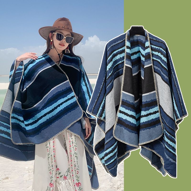 Ethnic style scarf shawl female summer Xizang desert tourism sunscreen thickened oversize cloak autumn and winter_voghion.com