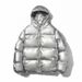 Men's Solid Color Shiny Cotton Coat Trend Reflective Loose Zipper Hooded Thickened Cotton Coat_voghion.com