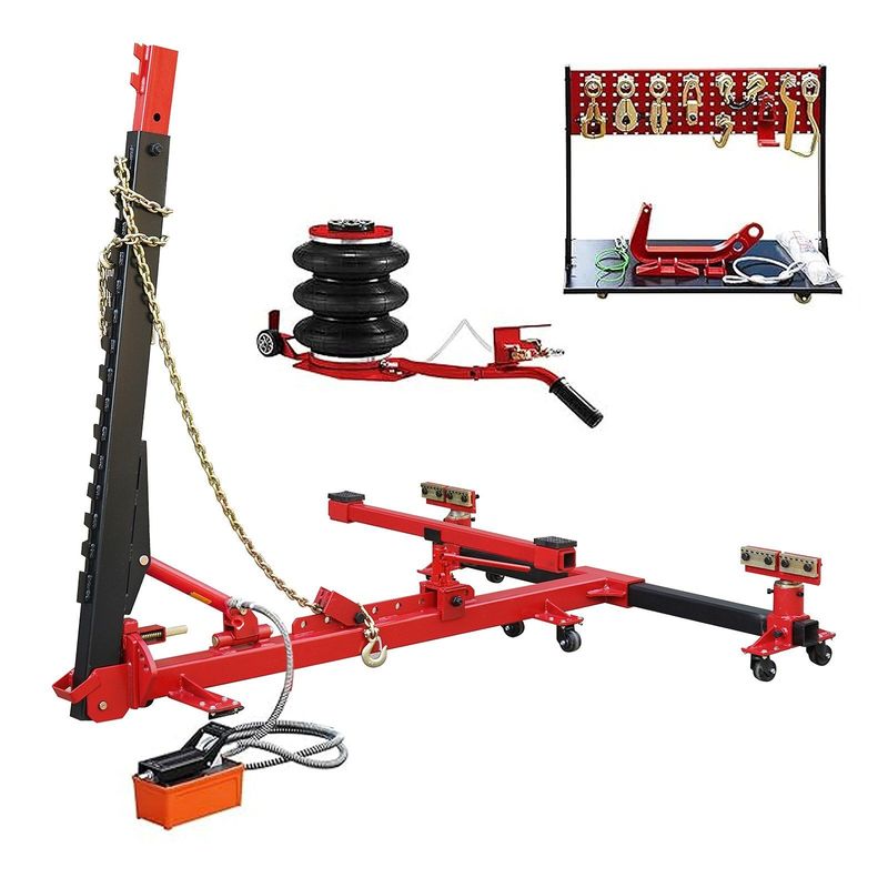 VEVOR Auto Body Frame Straightener, 6 Ton Tension Car Frame Puller, Auto Body Frame Machine With Swivel Post, Hydraulic Foot Pump, Airbag Jack And Pulling Clamp Set, For Auto Body Frame Repair_voghion.com