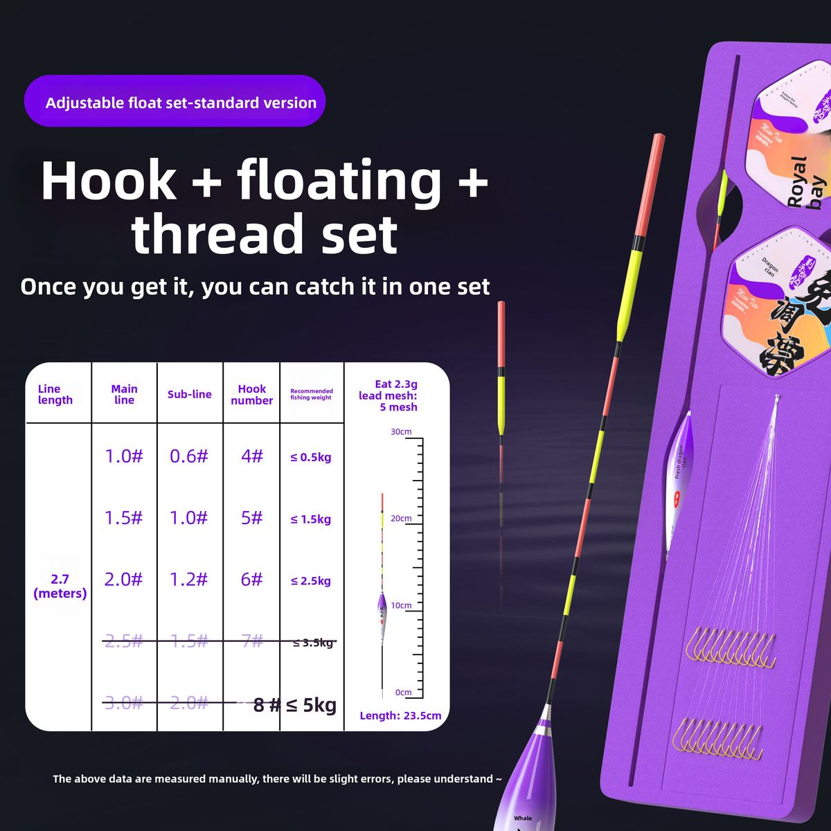 Ligne de pêche à double hameçon pré-nouée sans réglage, flotteur de poisson, détecteur de faible profondeur automatique_voghion.com