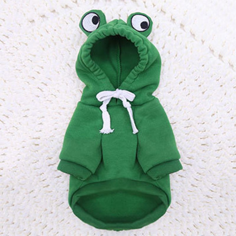 Kleidung in Froschform für Haustiere, Pullover für Haustiere, grüner Hunde-Kapuzenpullover, für kleine und mittelgroße Hunde_voghion.com