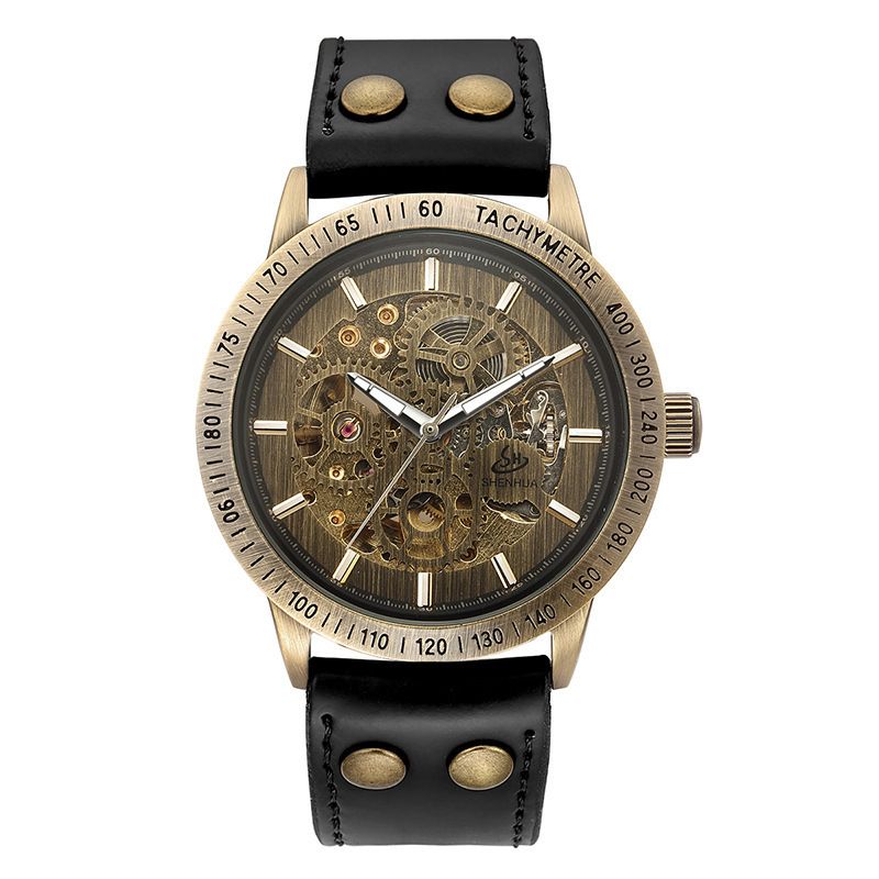 Shenhua Neue Herrenmode Casual Bronze Automatische Mechanische Gürteluhr_voghion.com