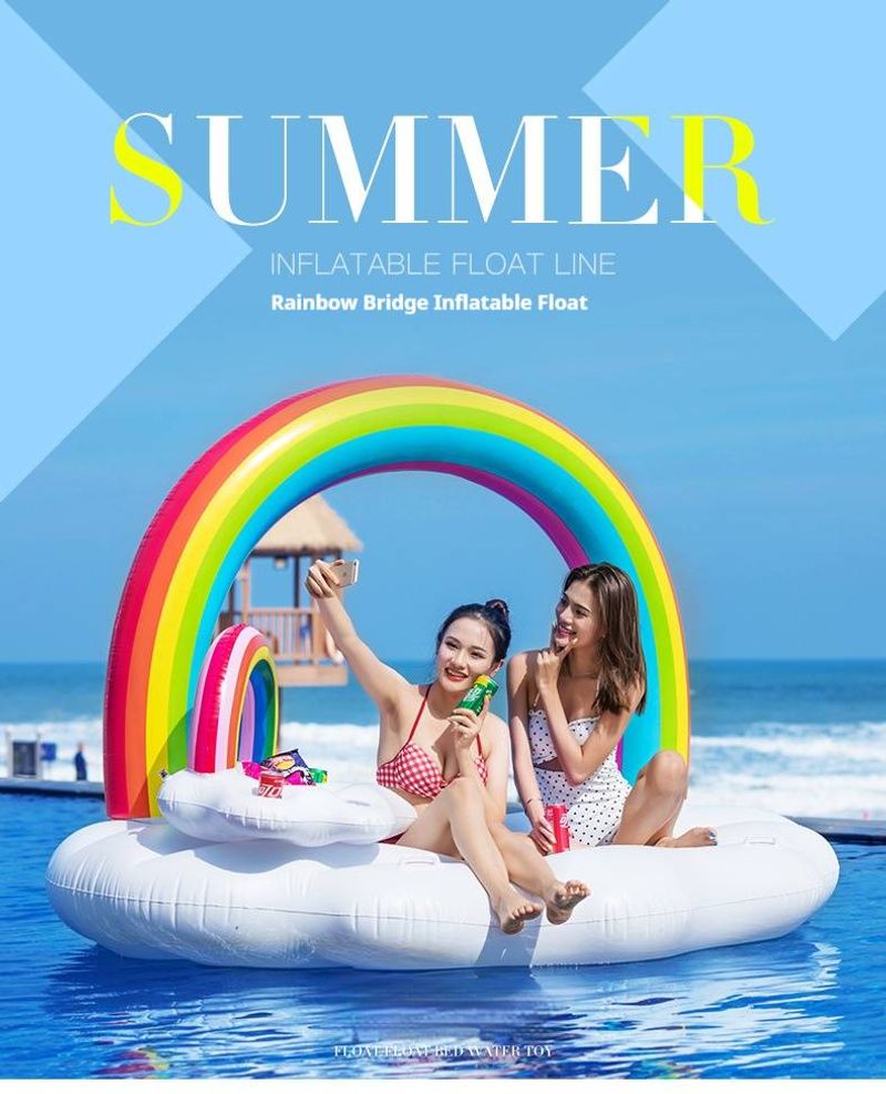Rainbow Bridge Floating Row Inflatable Air Cushion Floating Raft Reclining Chair Floating Bed On Water Adult And Children Swimming Circle_voghion.com