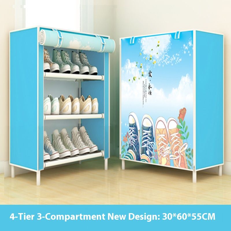 Metal Shoe Rack With Dust Cover – Foldable, Space-Saving Shoe Organizer For Entryway, Closet & Bedroom – Easy Assembly, Modern Design_voghion.com