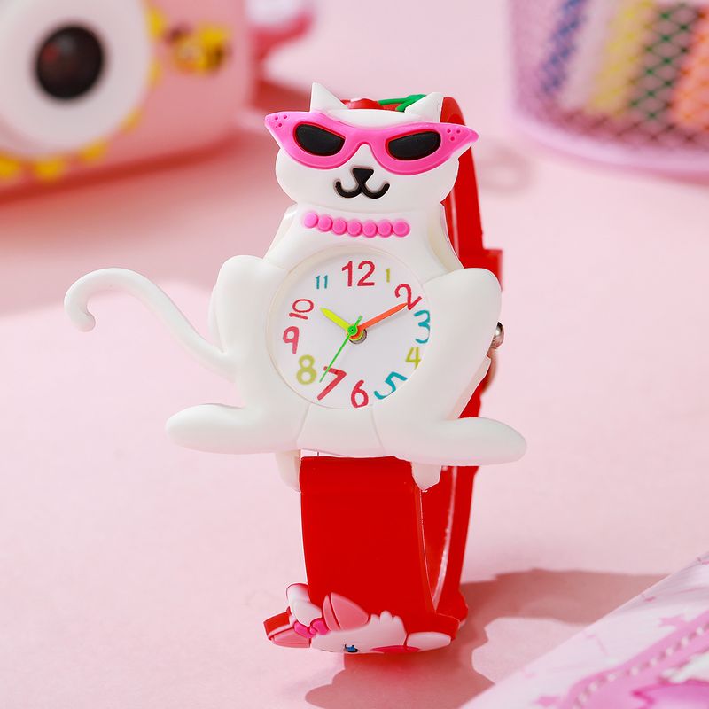 Playful Cartoon Kitten Decoration Childlike Time Joyful Companion Cute Children's Quartz Watch 1pcs/set_voghion.com