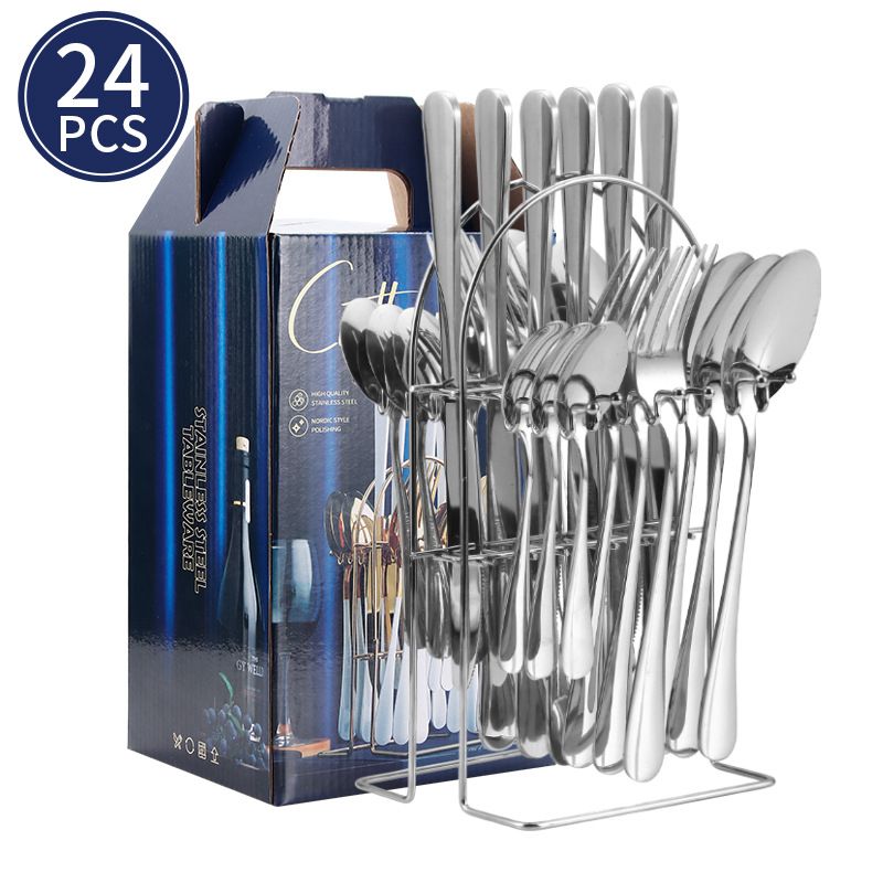 1010 Series 24-Piece Stainless Steel Cutlery Set - Steak Knife & Fork Set With Dinner Spoon, Premium Dining Utensils For Western Cuisine In Gift Box​​_voghion.com