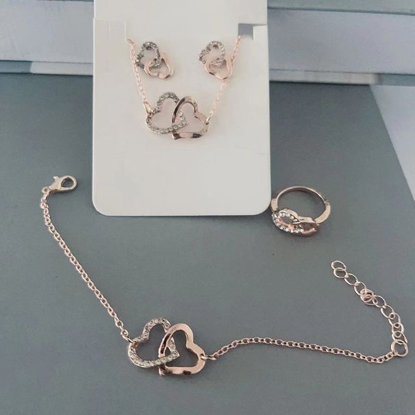 Kella tarvikud lihtsad kõik sobivad topeltsüdamega kaelakee käevõru kõrvarõngad käevõru ehted_voghion.com