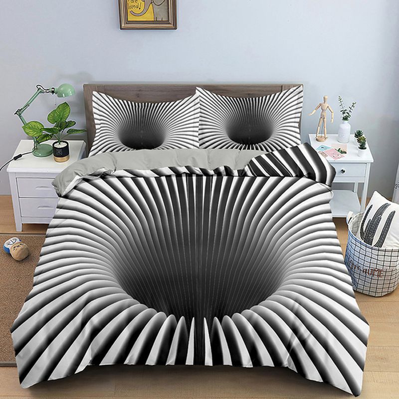 Three 3D psychedelic abstract bed set, four piece digital printed polyester bedding set customization_voghion.com