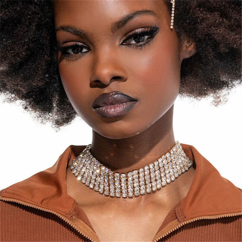 Accessori di vendita caldi, collane di strass versatili e personalizzate a più file, sexy e alla moda, collana_voghion.com