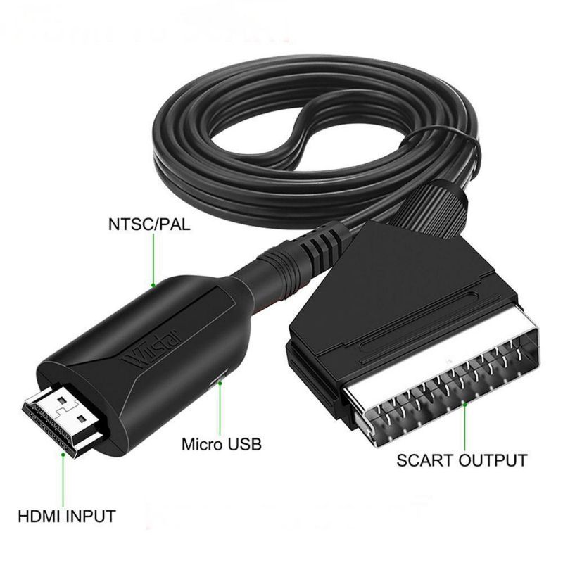 Video avdio adapter Mini visoke ločljivosti, združljiv s HDMI, na SCART AV pretvornik signala z USB kablom za DVD predvajalnik_voghion.com