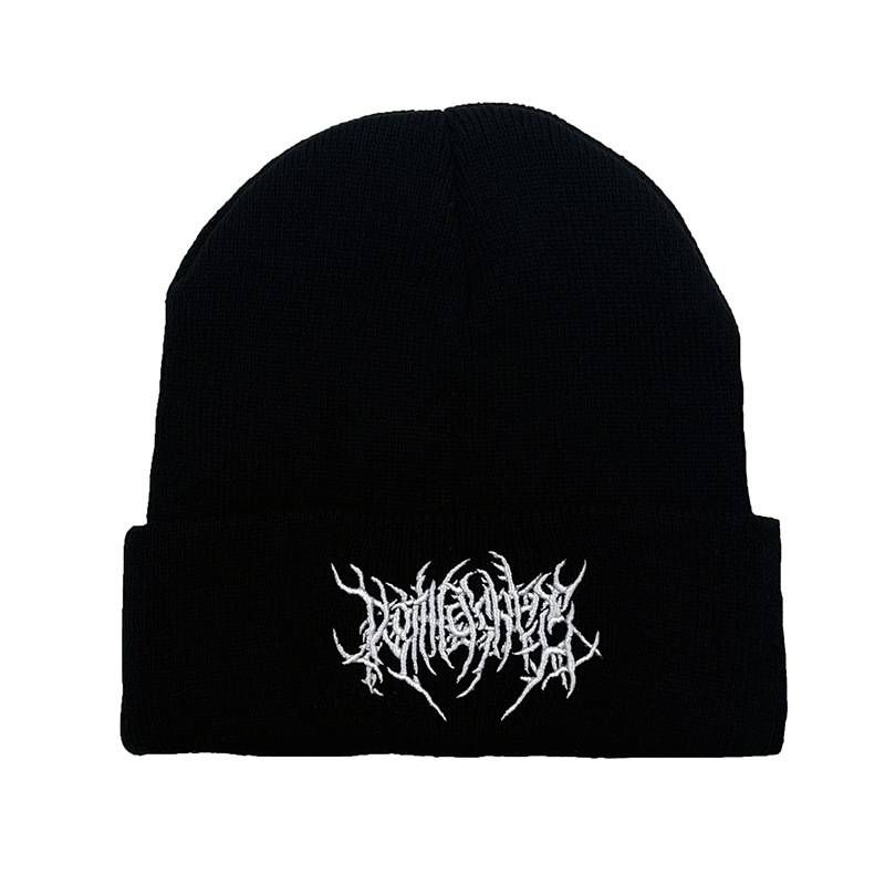 New Gothic Street Punk Friends Embroidered Autumn/Winter Warm Knitted Hat Ski Knitted Hat_voghion.com