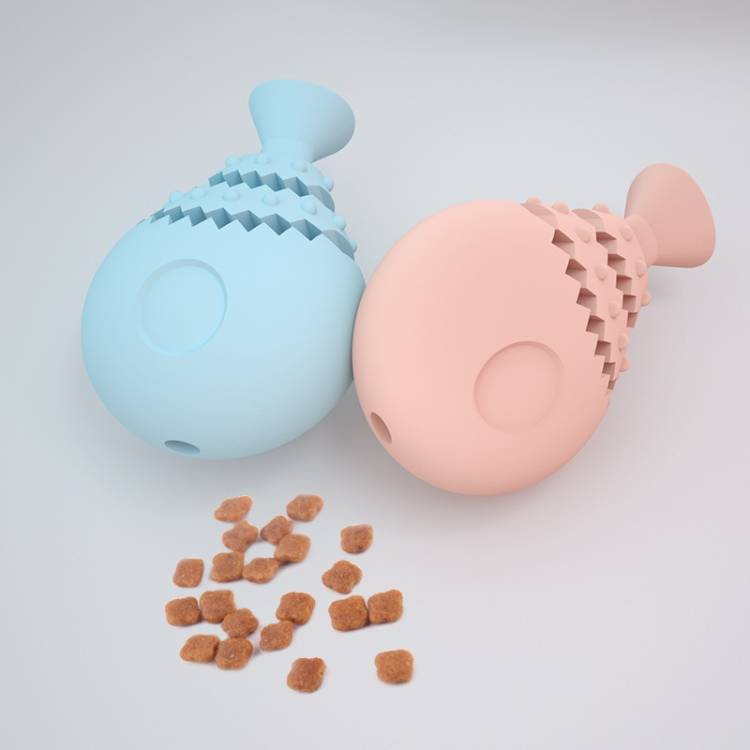 Pet Molar Dog Chew Toy Fish Bone Fun Food Leakage Toy_voghion.com