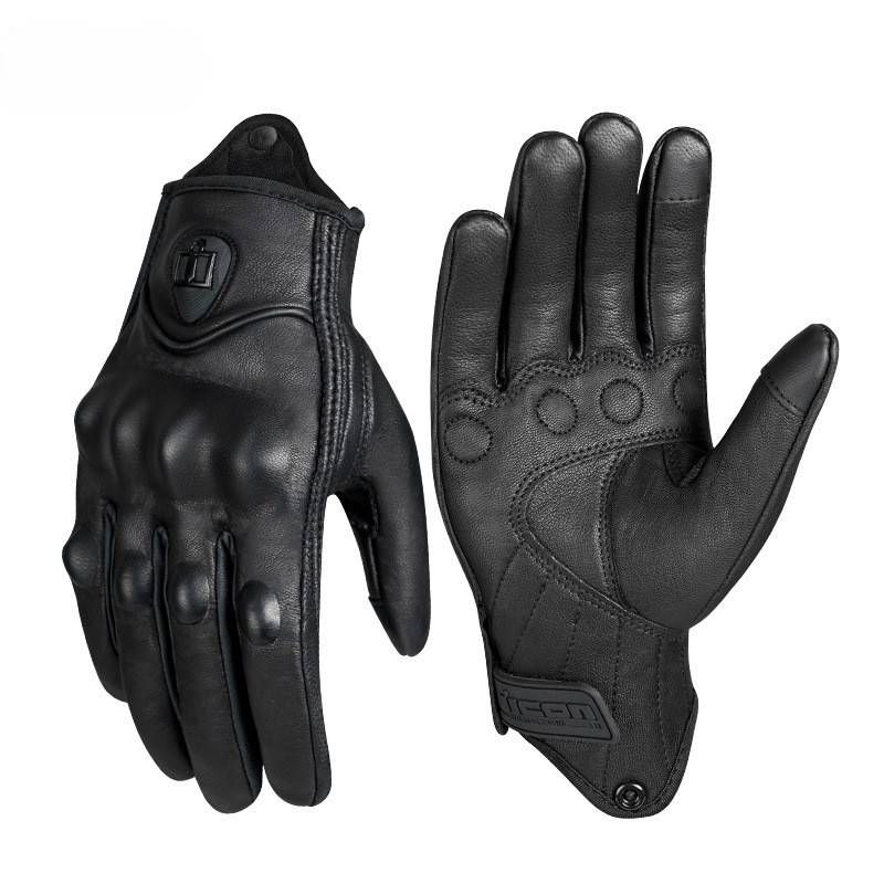 Motorrad-Fahrradhandschuhe im Herbst und Winter, warme, wasserdichte Handschuhe aus echtem Leder, verdicktes Leder_voghion.com
