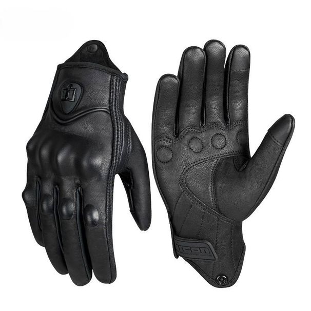 Motorrad-Fahrradhandschuhe im Herbst und Winter, warme, wasserdichte Handschuhe aus echtem Leder, verdicktes Leder_voghion.com