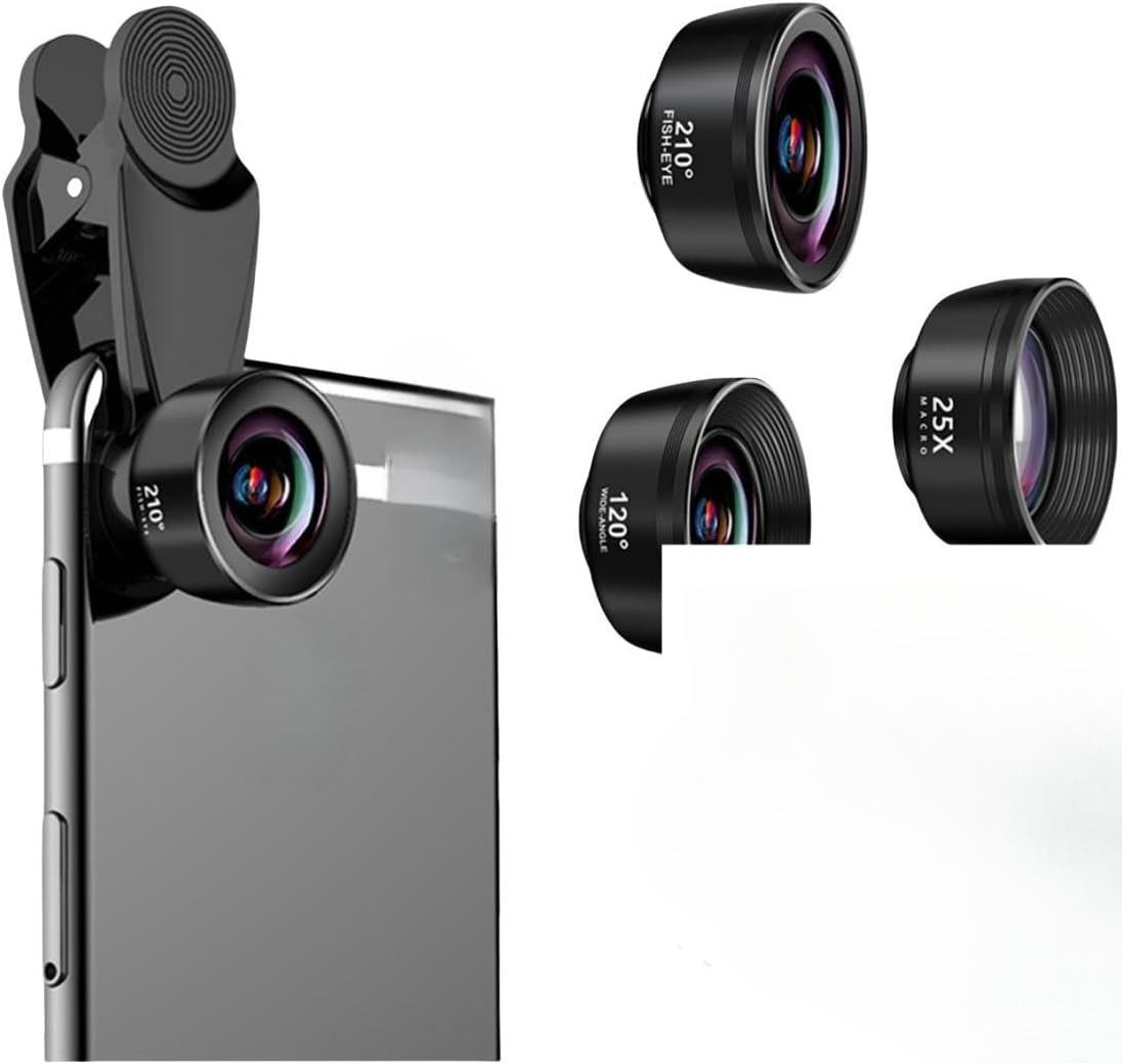 7-in-1 Phone Camera Lens Kit – 210° Fisheye Lens, 120° Wide Angle Lens, 20X Macro Lens For Smartphones – HD Optical Glass, Universal Clip, Portabl_voghion.com