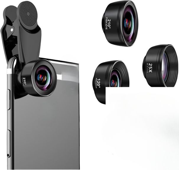 7-in-1 Phone Camera Lens Kit – 210° Fisheye Lens, 120° Wide Angle Lens, 20X Macro Lens For Smartphones – HD Optical Glass, Universal Clip, Portabl_voghion.com