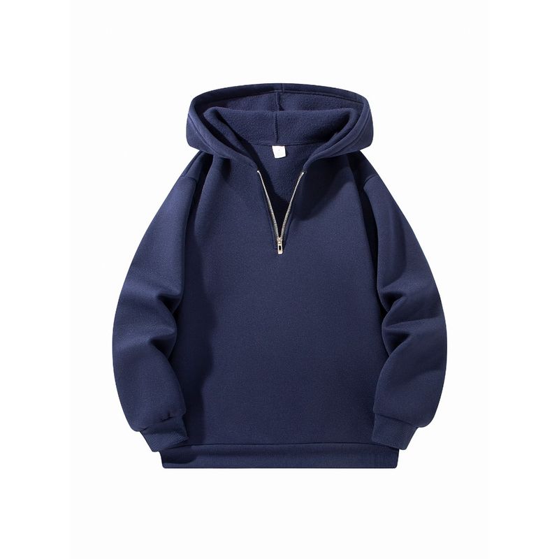Uomo Half Zipper Mit Kapuze Felpe con cappuccio Neue Einfarbig Langarm Felpe Herbst Lose Sport Warme Sweats Mode Lässig Pullover_voghion.com