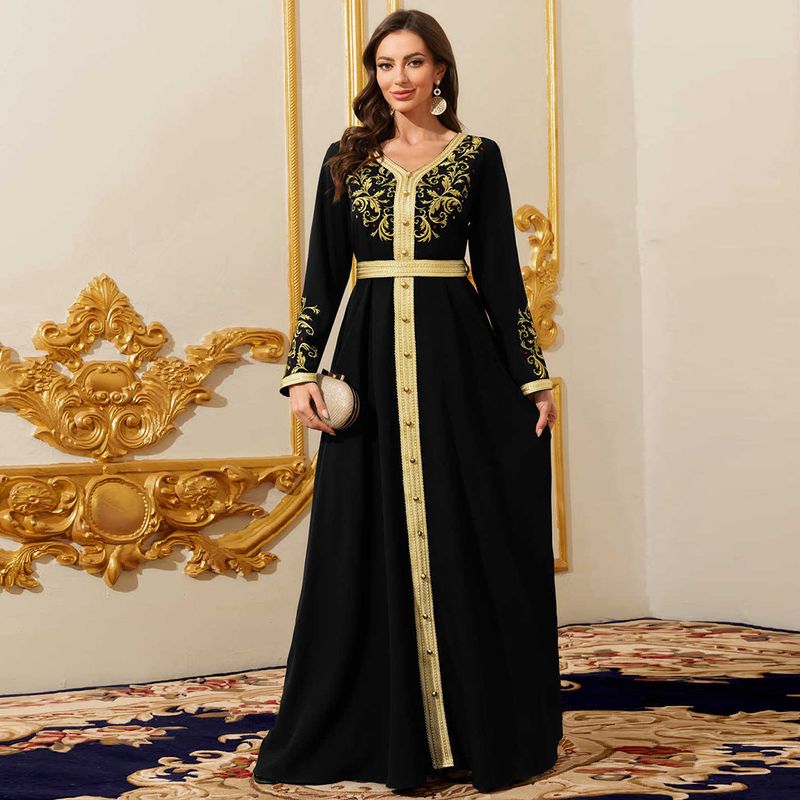 Ladies Long Skirt Robe Evening Dress Dress Black Women's Fashion Dress_voghion.com