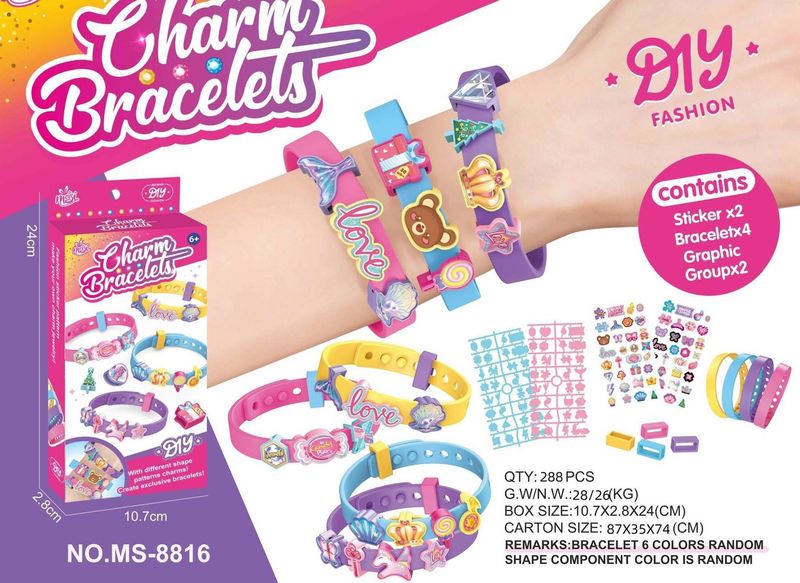 Spaß Perlenarmband Mädchen Spielzeug DIY Produktion Material Paket Baby handgemachtes Geschenk Kinder kleine Spielzeuge_voghion.com