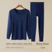 100% Men's Thermal Underwear Set, Thin Round Neck Full Cotton Top Bottom, Warm And Comfortable For Autumn_voghion.com