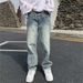 Nostalgic high street long pants, slim loose fit, small feet, blue INS jeans, trendy men_voghion.com