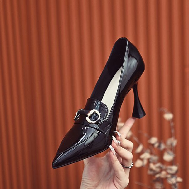 Stiletto Französisch High Heels Frauen Spitz Einzelne Schuhe 2025 Herbst Neue Design Gefühl Nische Weiß Tiefe Mund Loafers_voghion.com