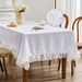 Polyester Tablecloth With Tassels – Waterproof Oil-Proof Rectangular Table Cover, Non-Slip Scandinavian Floral Print Dining Table Runner_voghion.com