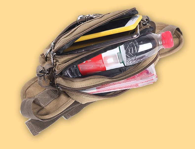 Freizeit Canvas Gürteltasche Herren Taille Outdoor Freizeittasche Registrierkassentasche Multifunktions-Handy-Geldbörse_voghion.com