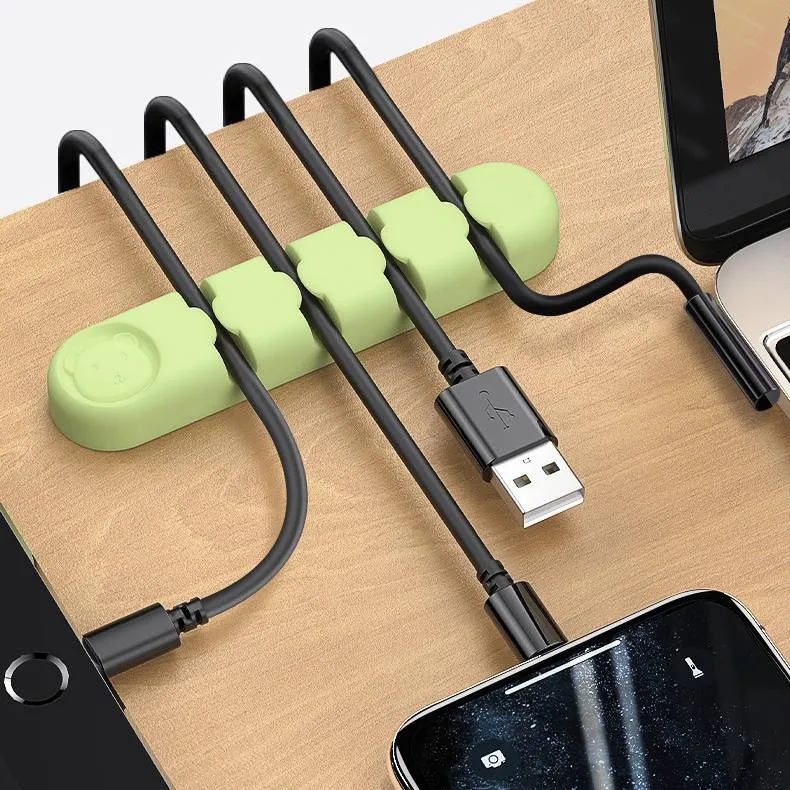 1 organiseur de câbles USB, support de câble de charge, gestion des câbles pour voiture, bureau, établi, chambre à coucher, table de chevet - 4 clips_voghion.com