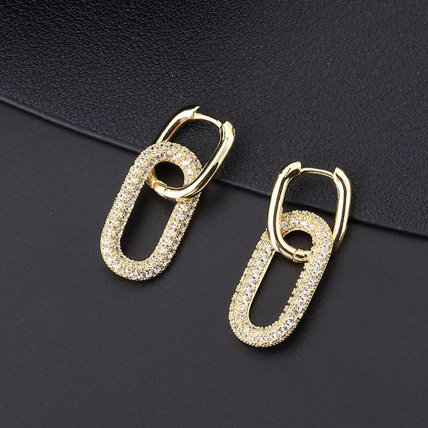 Women's Vintage-Inspired Copper Zircon - Minimalist Geometric Dangle Earrings_voghion.com