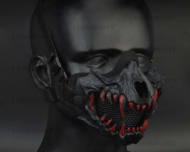 Fang Mask Standard Edition Double Layer Steel Wire Cos Half Face High Breathable Protective Tactical Motorcycle Riding_voghion.com
