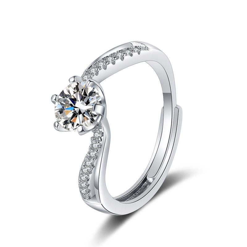 Live-Streaming Plattiert S Reines Silber Moissanite Frauen Sechs-Zinke Twist Wand Ein Karat Vorschlag Diamant Ring Geschenk_voghion.com