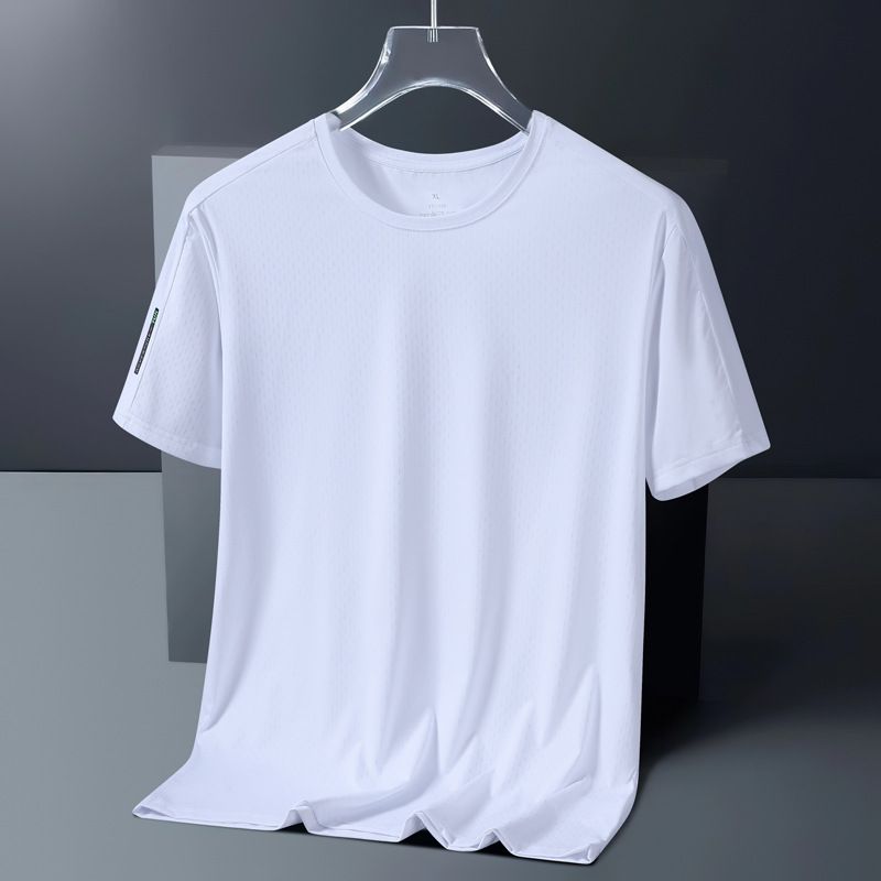 Meeste T-särk suvine jääspordi lühikeste varrukatega t-särk, fitness meeste kiiresti kuivavad riided, jooksev hingav poolvarrukatega meeste vabaajariided_voghion.com