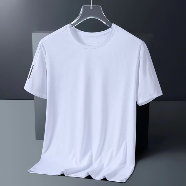 Meeste T-särk suvine jääspordi lühikeste varrukatega t-särk, fitness meeste kiiresti kuivavad riided, jooksev hingav poolvarrukatega meeste vabaajariided_voghion.com