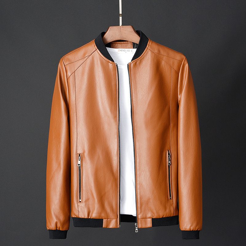 Men's Clothing leather men's casual jacket trendy slim handsome youth motorcycle jacket_voghion.com