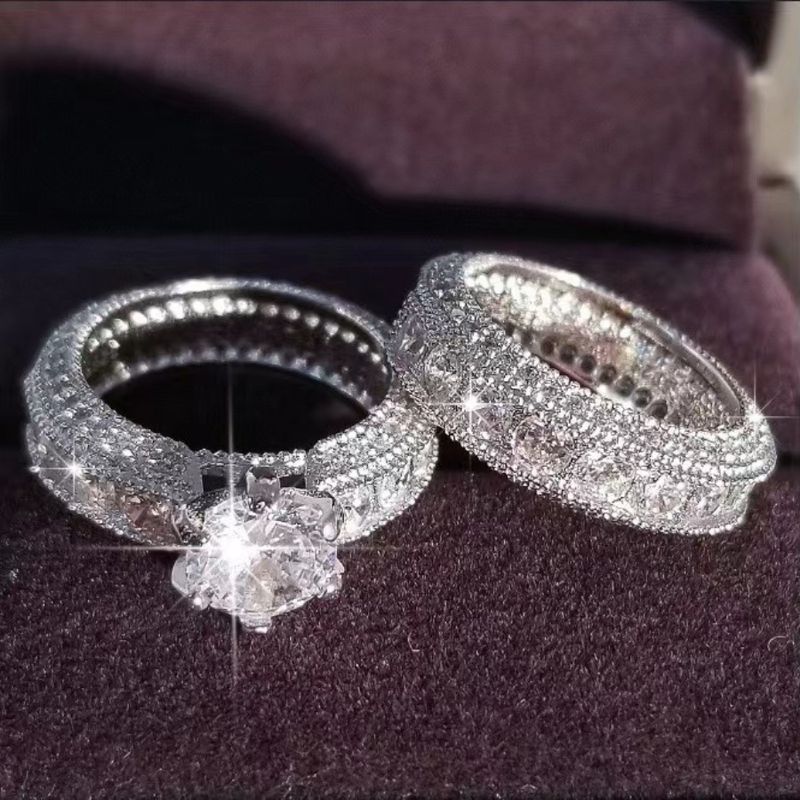 Mode Romantisch Luxe Temperament Elegant Vrouwelijk Verlovingsaanzoek Trouwring Koppel Trouwring Bruiloft Accessoires Set Jubileum Cadeau_voghion.com